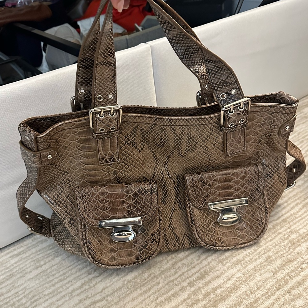 Y2K vintage snakeskin tote bag